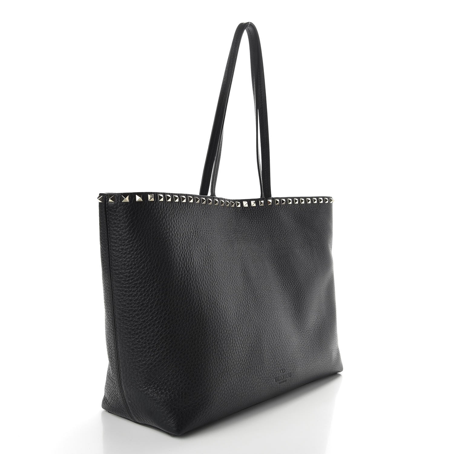 Valentino Garavani Grained Calfskin Rockstud Shoulder Tote Black 3 of 9
