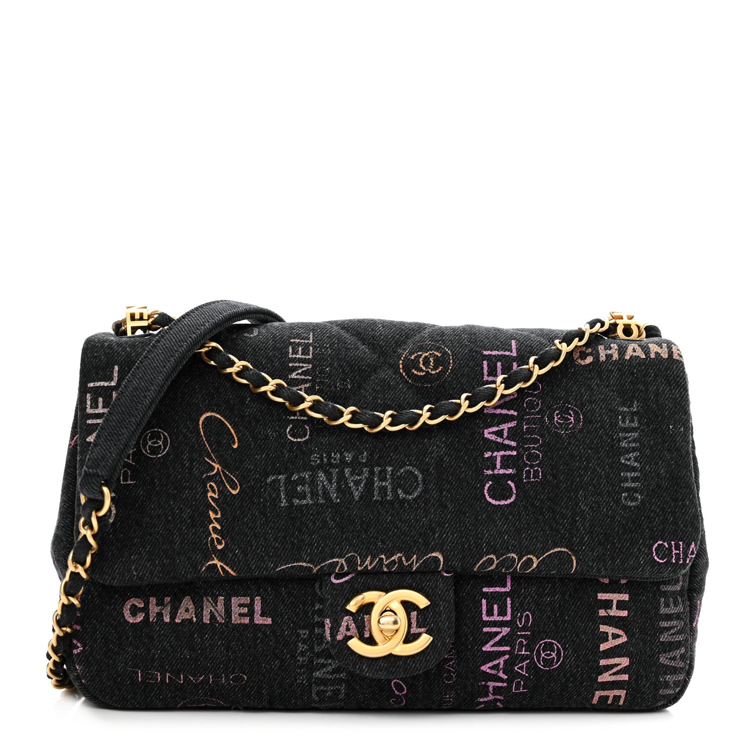 Chanel Denim Quilted Denim Mood Large Flap Black Multicolor 1 of 11