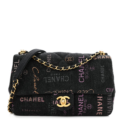Chanel Denim Quilted Denim Mood Large Flap Black Multicolor 1 of 11