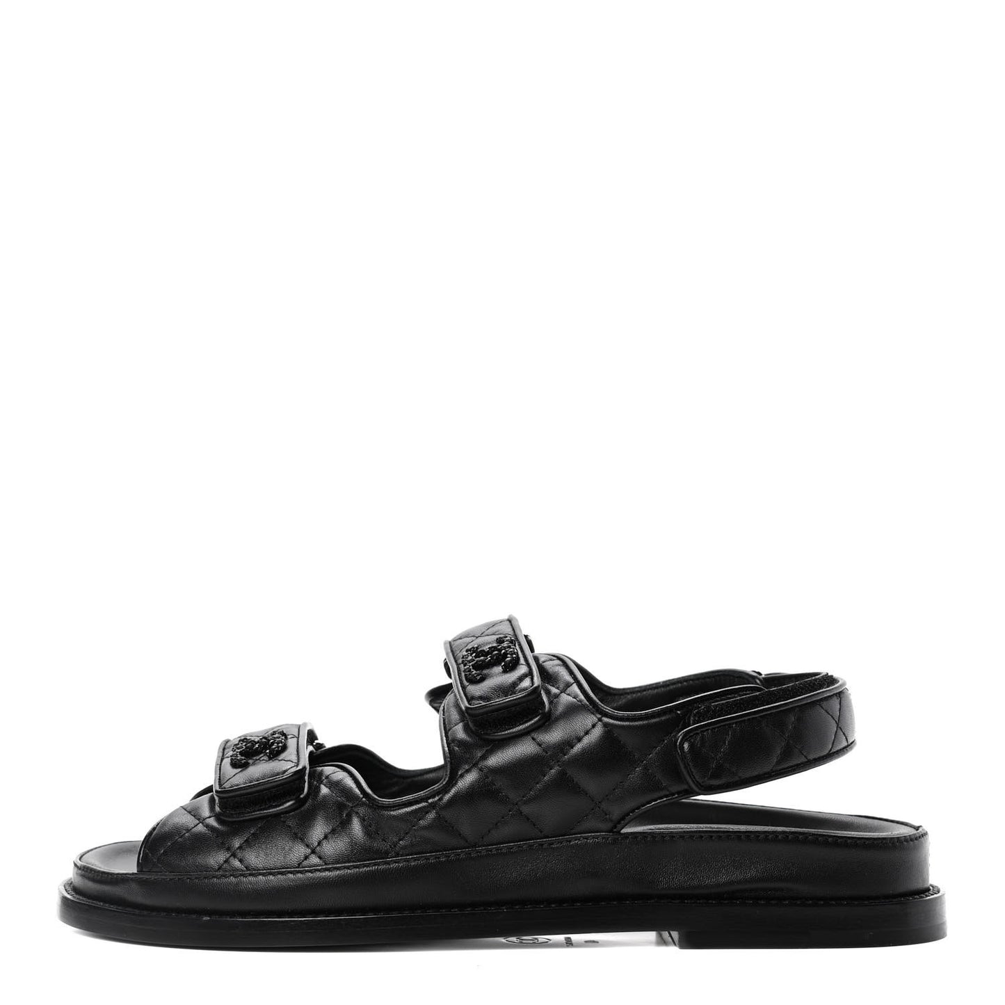 Lambskin Velcro Dad Sandals 40 Black