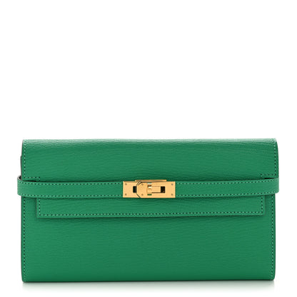 Hermes Chevre Mysore Kelly Longue Wallet Menthe 1 of 9