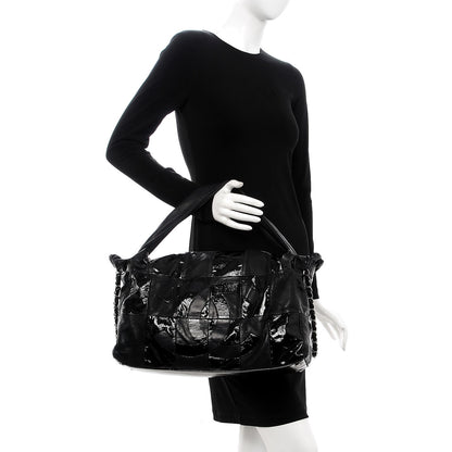 Chanel Lambskin Patent Calfskin Brooklyn Patchwork Hobo Black 2 of 9