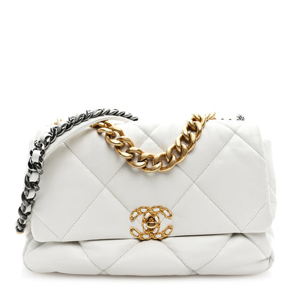 Chanel Goatskin Quilted Large Chanel 19 Flap White 1 of 10