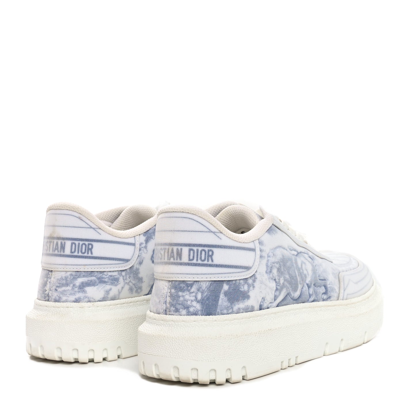 Technical Fabric Dior Addict Toile De Jouy Low Top Sneakers 37 White Blue