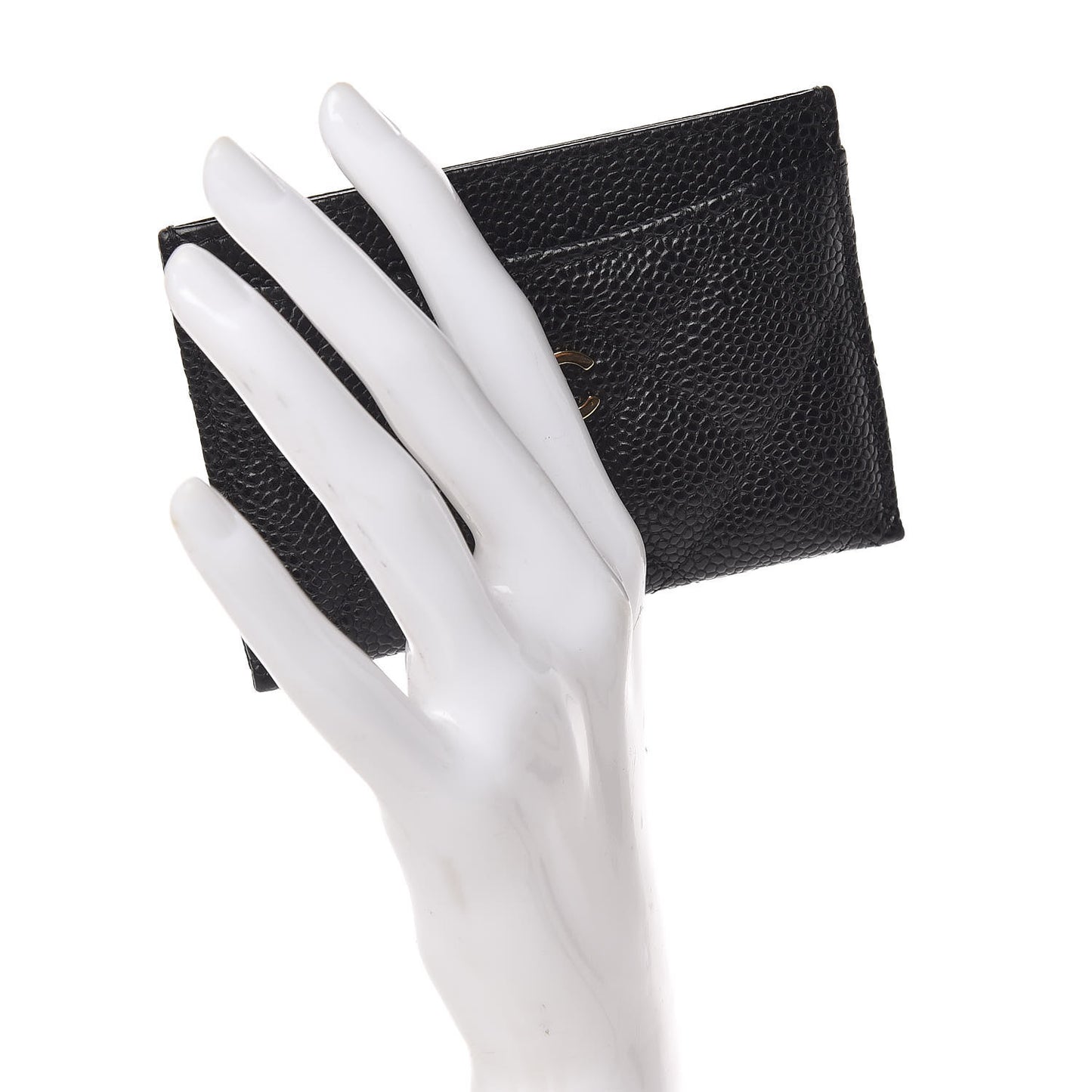 Caviar Quilted Card Holder Black
