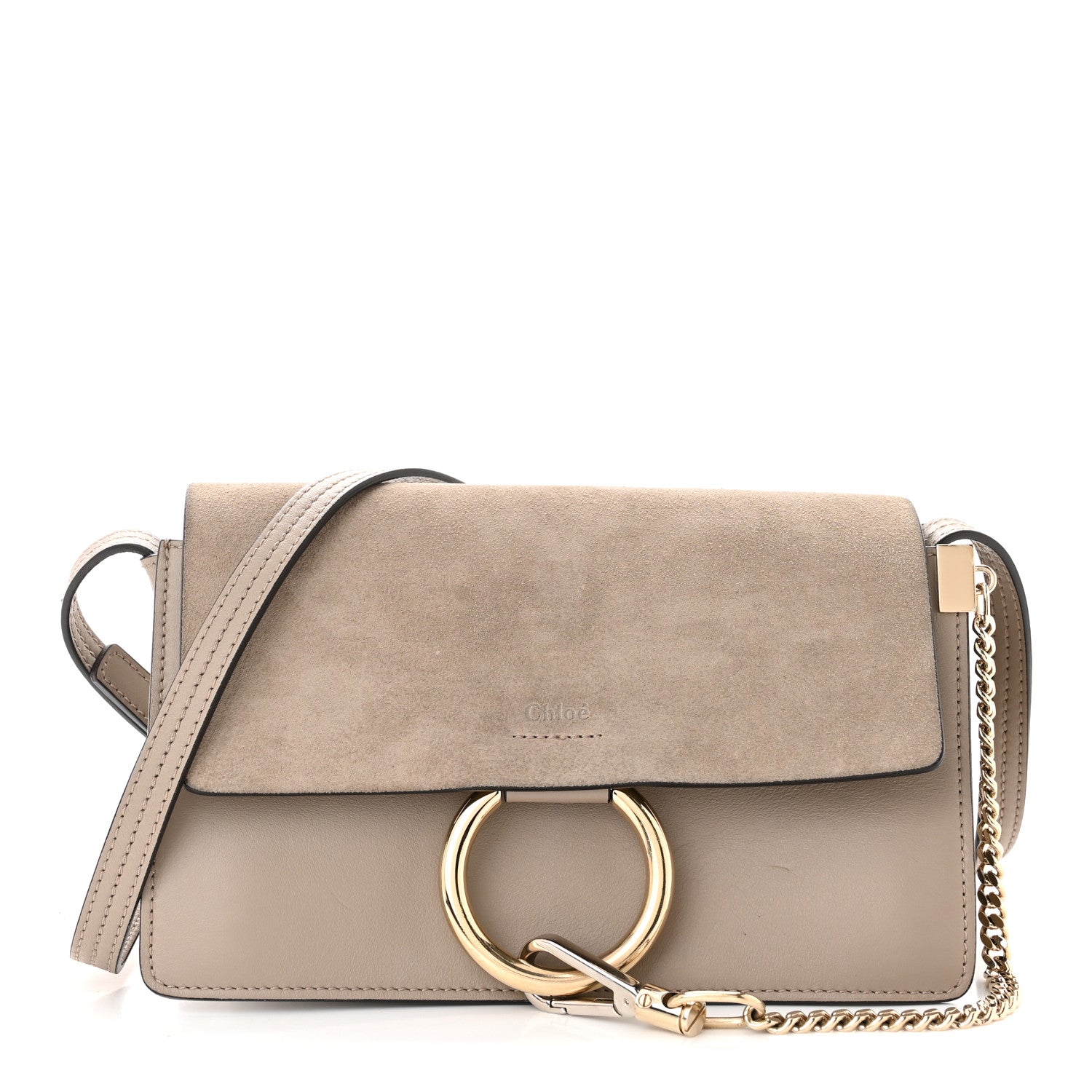 Chloe Suede Calfskin Small Faye Shoulder Bag Motty Grey 1 of 12