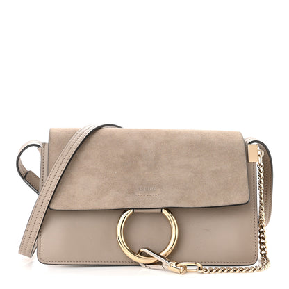 Chloe Suede Calfskin Small Faye Shoulder Bag Motty Grey 1 of 12