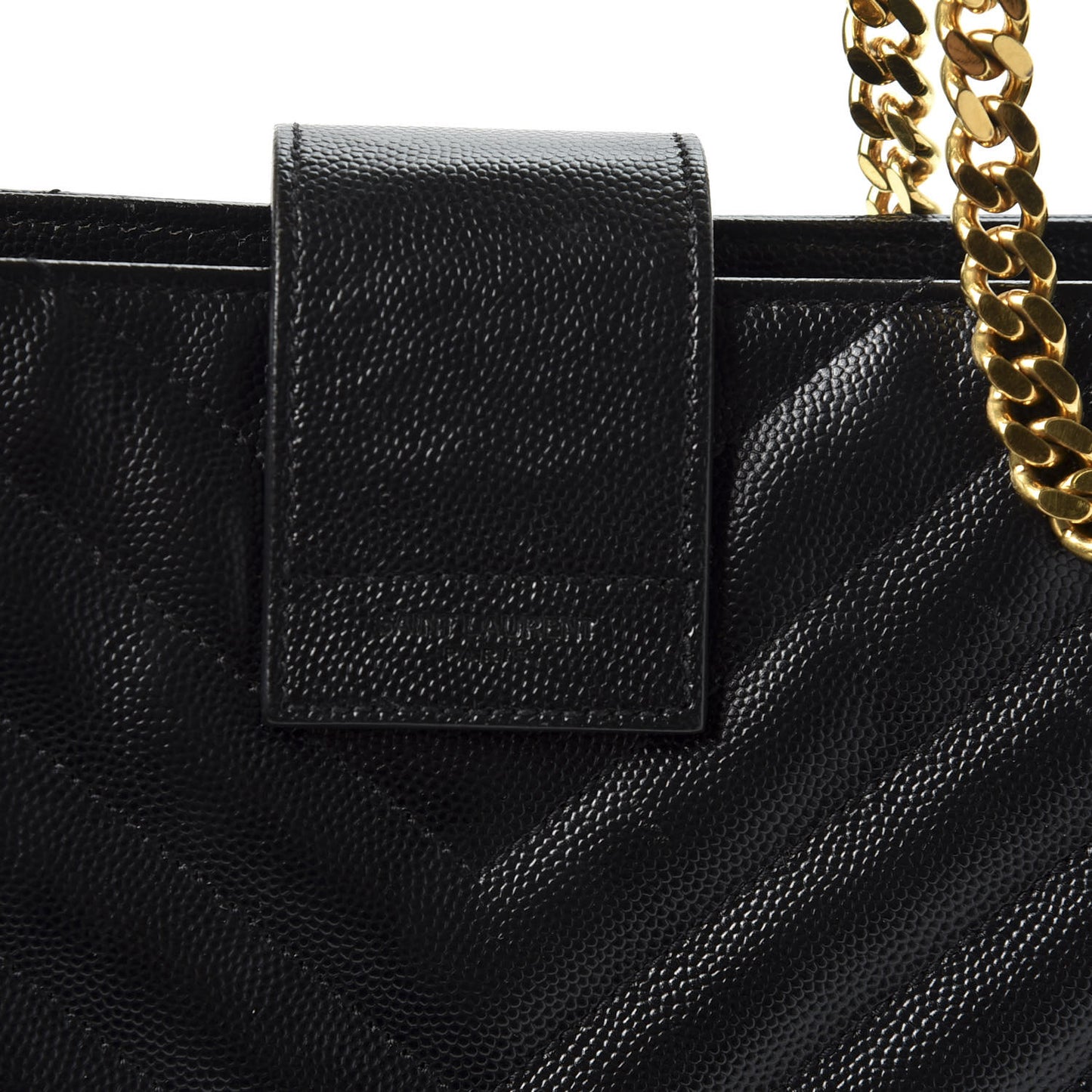 Grain De Poudre Matelasse Chevron Monogram Shopping Bag Black