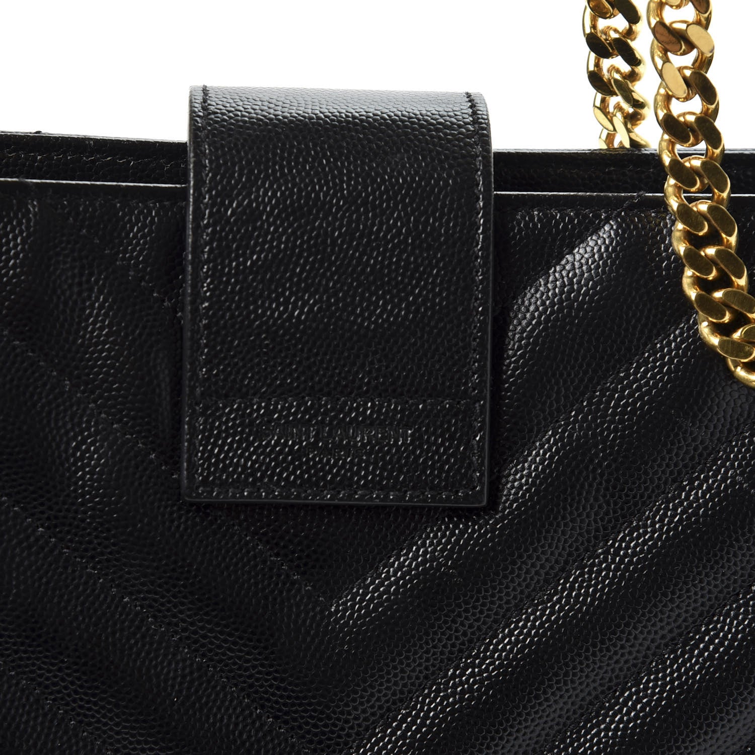 Saint Laurent Grain De Poudre Matelasse Chevron Monogram Shopping Bag Black 8 of 10