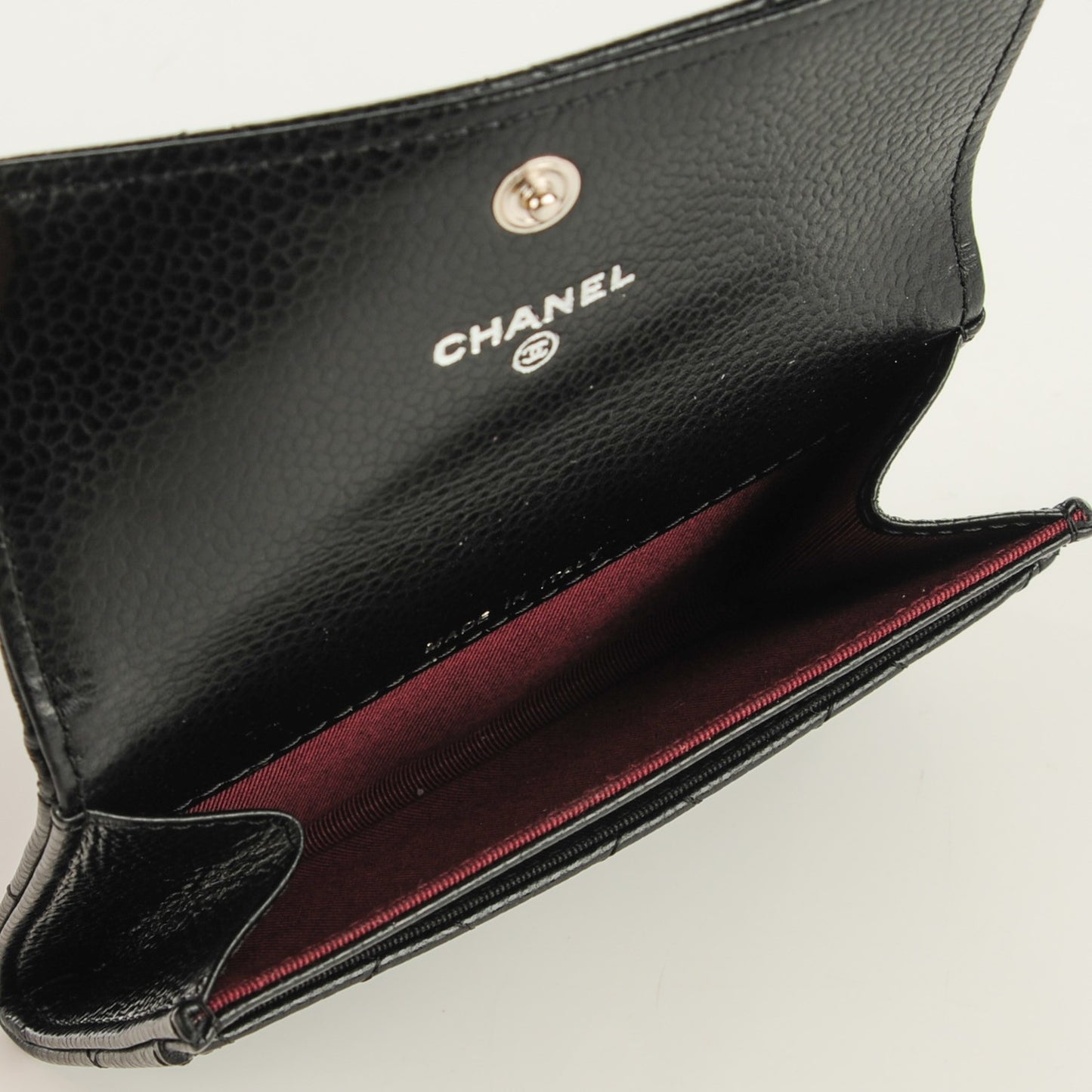 Caviar Quilted Flap Card Holder Black
