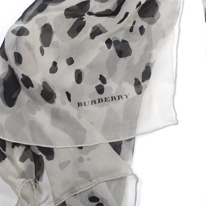 Burberry Silk Animal Print Scarf Black White 3 of 4