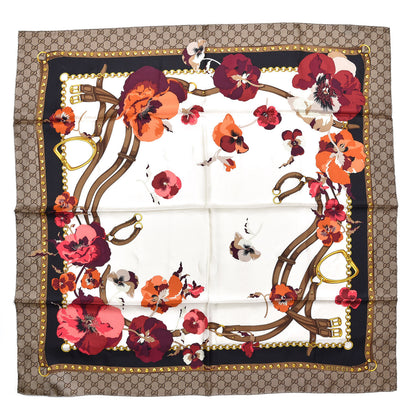 Gucci Silk Twill GG Monogram New Panshie Square Scarf Black Dark Purple 1 of 6