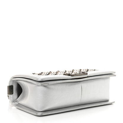 Chanel Metallic Lambskin Embellished Medium Boy Flap Silver 3 of 14