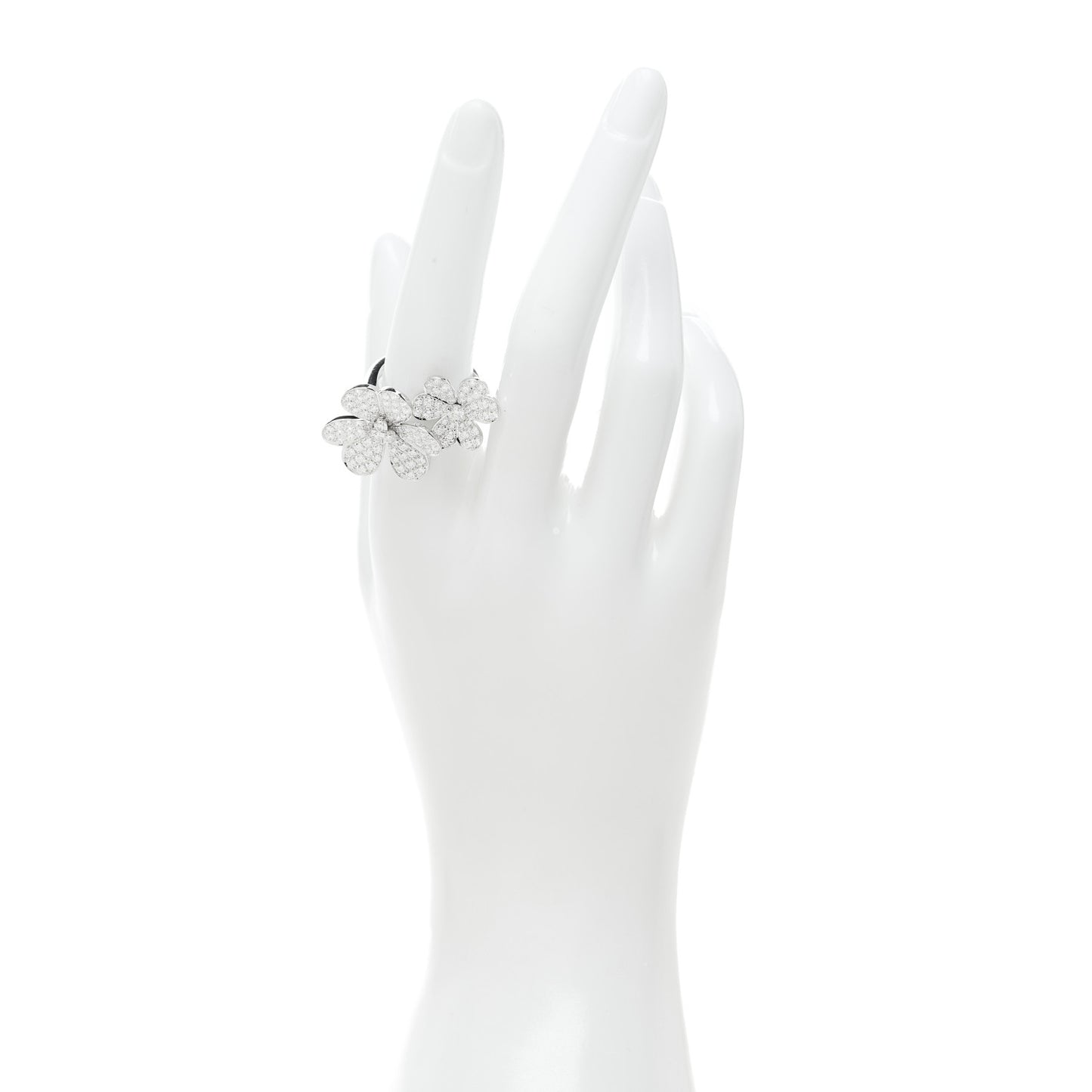 18K White Gold Diamond Frivole Between The Finger Pave Ring 54 7