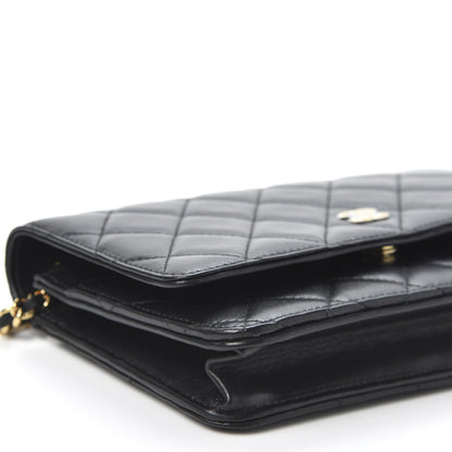 Chanel Lambskin Quilted Wallet On Chain WOC Black 5 of 11