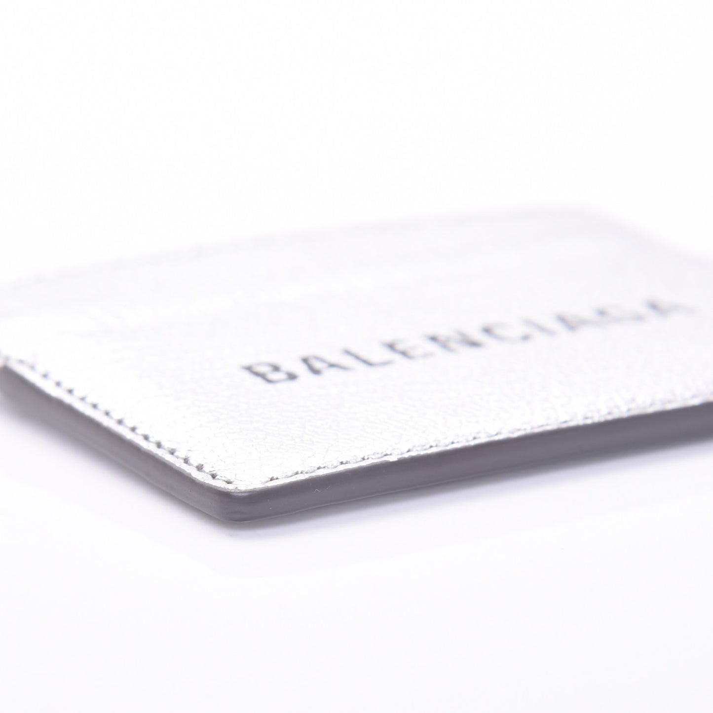 Metallic Goatskin Logo Everyday Multi Card Case Argent Black