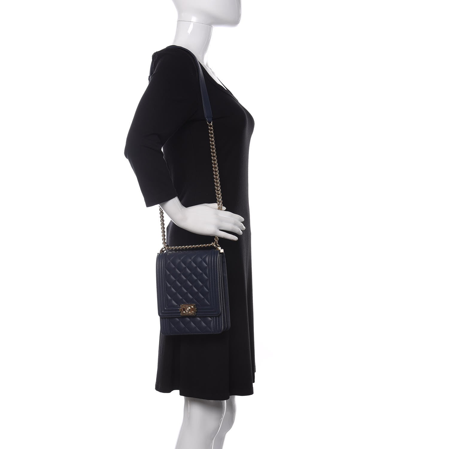 Chanel Calfskin Quilted North South Boy Flap Navy 2 of 9