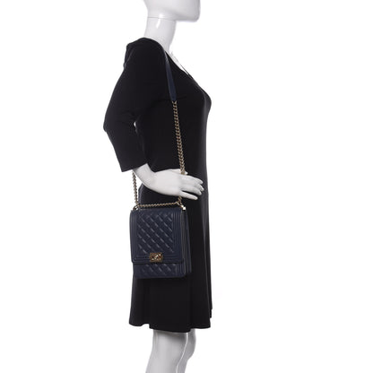 Chanel Calfskin Quilted North South Boy Flap Navy 2 of 9
