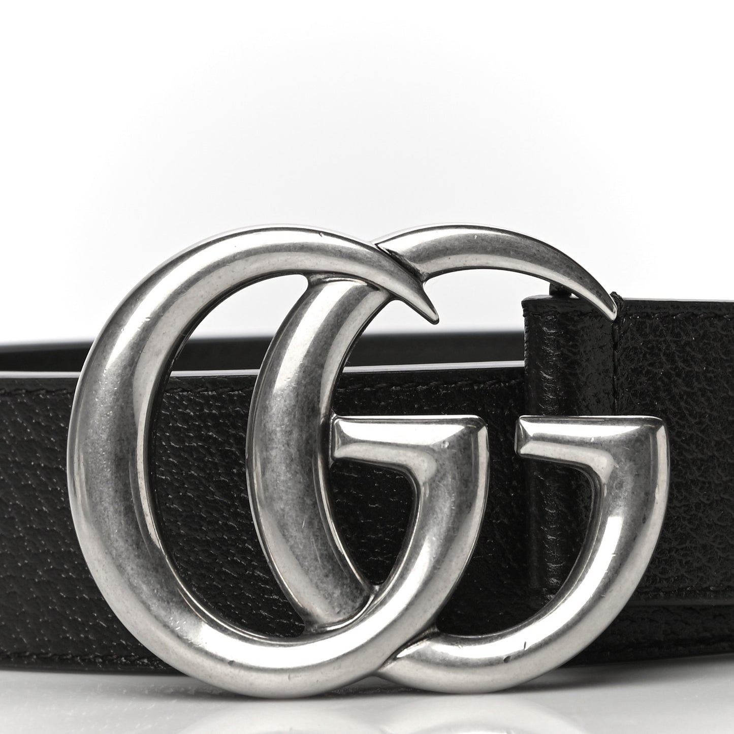 Textured Dollar Calfskin Nickel Double G 40mm Belt 90 36 Black