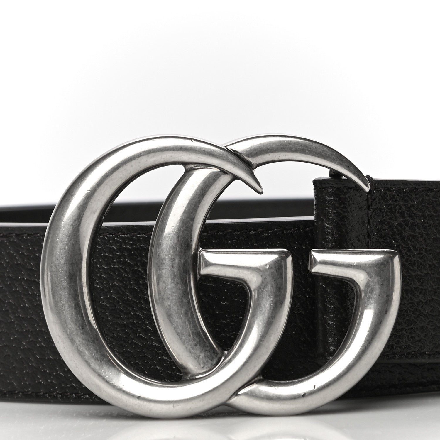 Gucci Textured Dollar Calfskin Nickel Double G 40mm Belt 90 36 Black 2 of 7