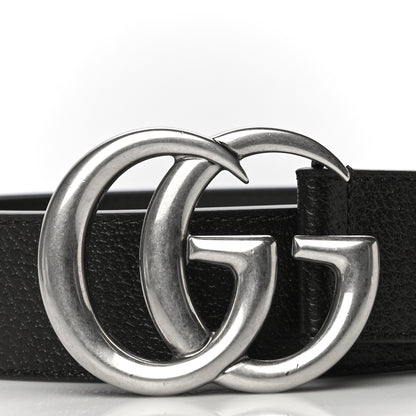 Gucci Textured Dollar Calfskin Nickel Double G 40mm Belt 90 36 Black 2 of 7