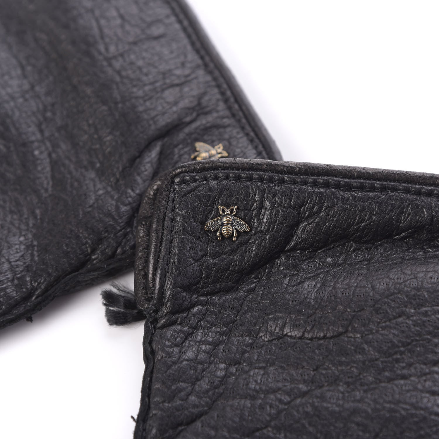 Gucci Nappa Bee Embossed Gloves Medium Black 3 of 4
