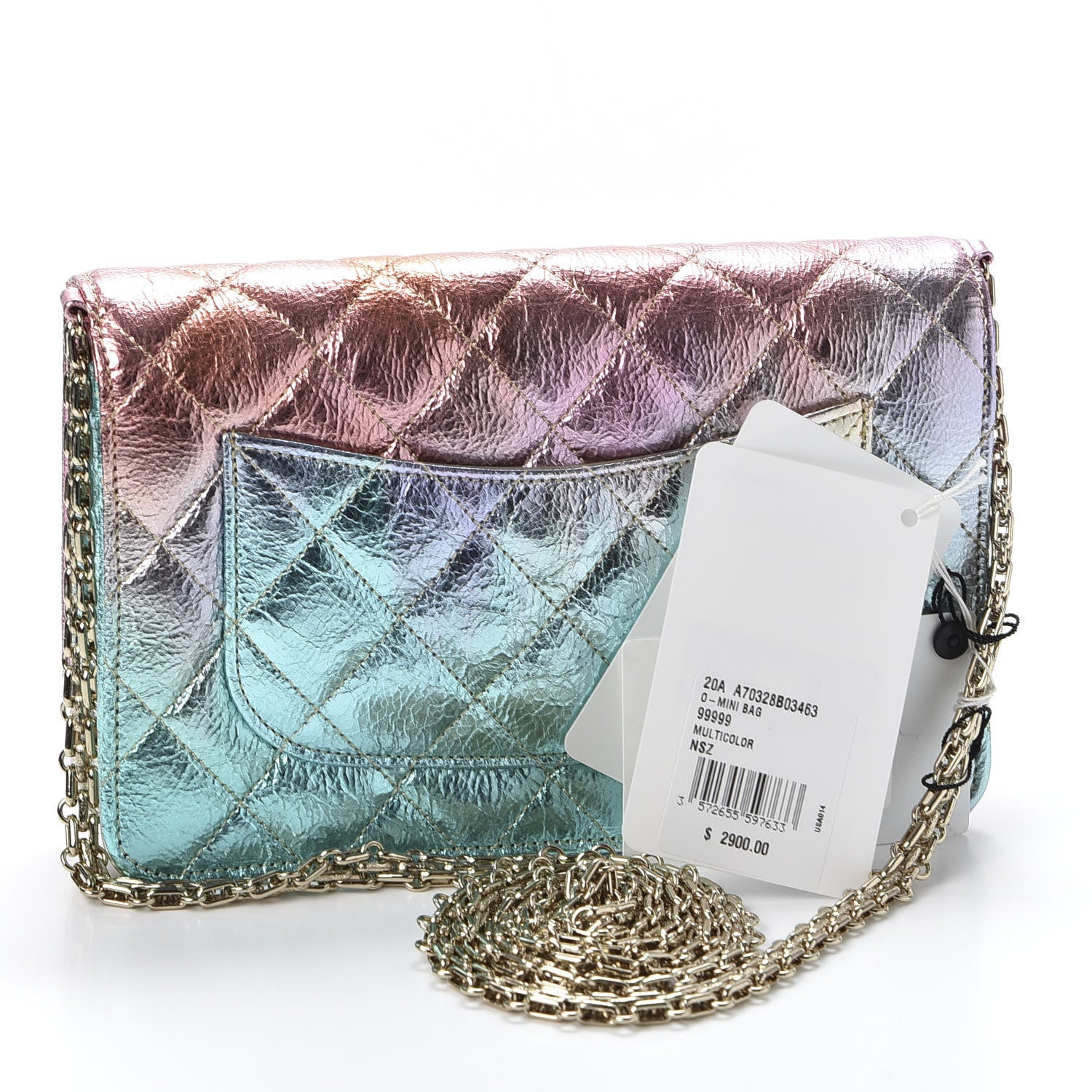 Chanel Metallic Goatskin Quilted 2.55 Reissue Wallet on Chain WOC Multicolor 2 of 11
