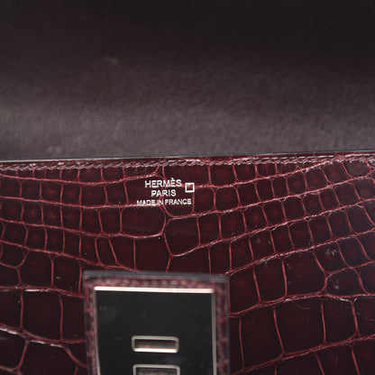 Hermes Shiny Alligator Medor Clutch 23 Bordeaux 6 of 11