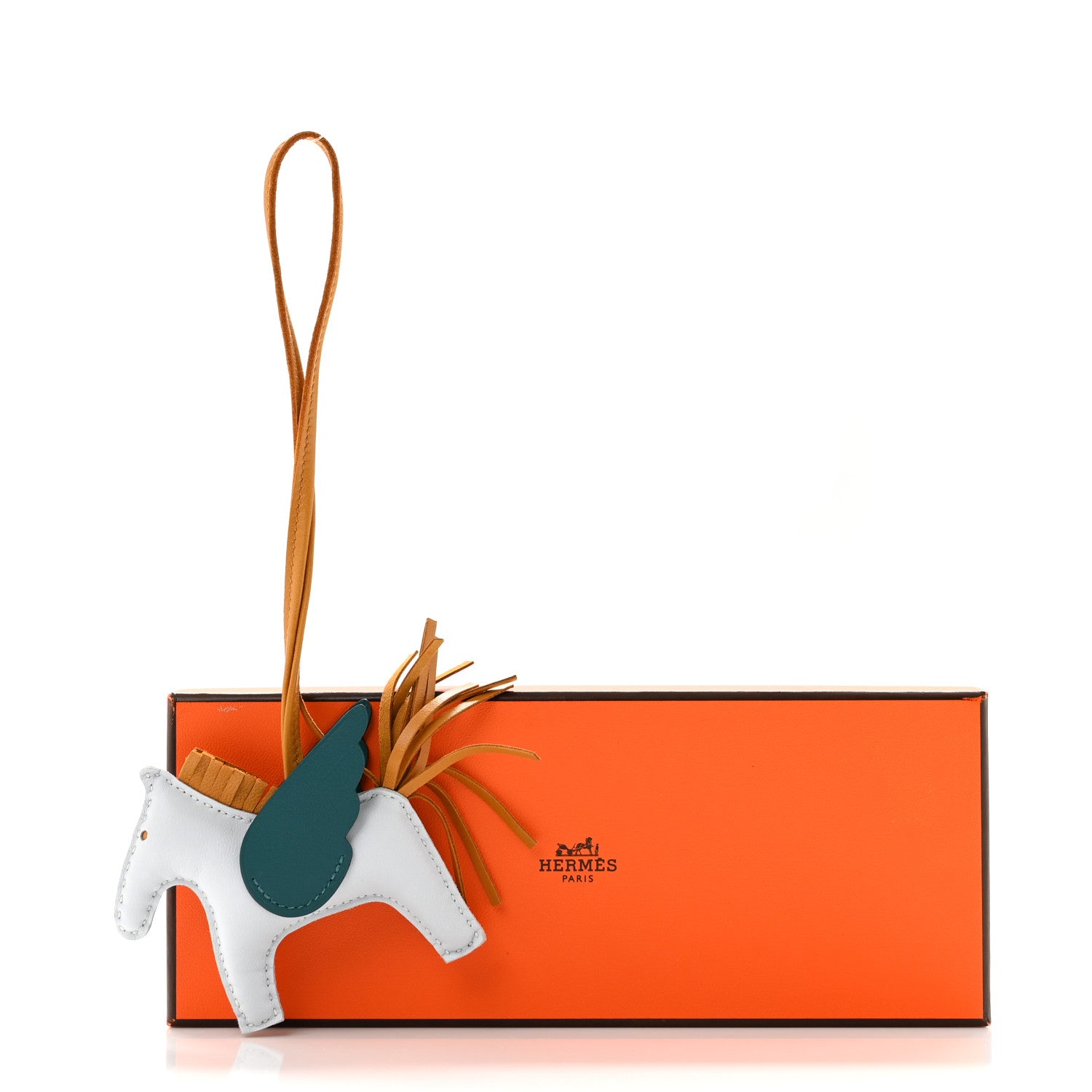Hermes Milo Lambskin Grigri Rodeo Pegase Horse Bag Charm PM Bleu Brume Sesame Vert Bosphore 5 of 5
