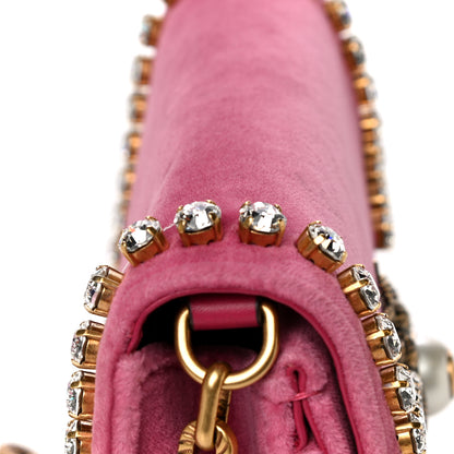 Gucci Velvet Crystal Mini Bee Broadway Shoulder Bag Light Raspberry Rose 22 of 27