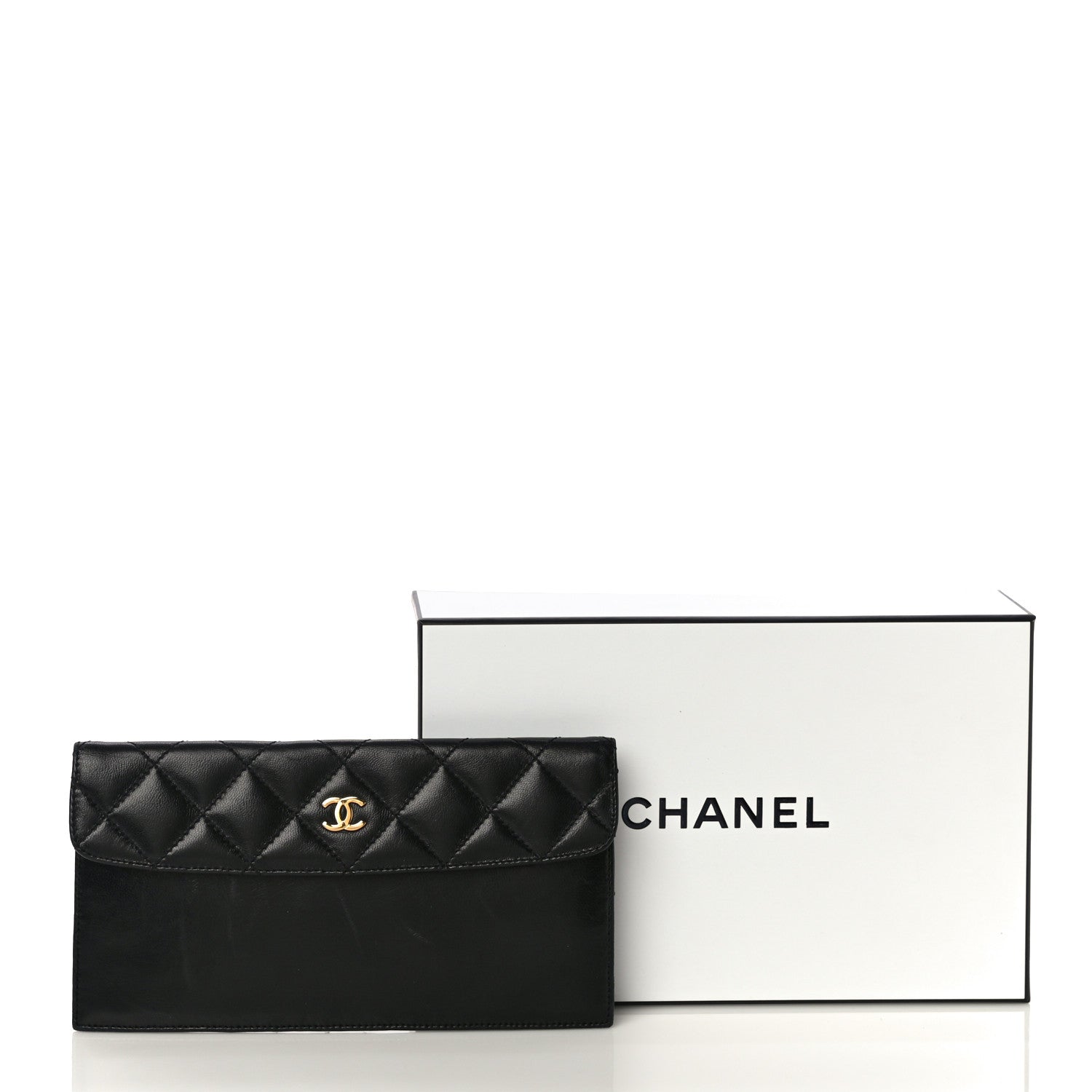 Chanel Calfskin Quilted CC Flap Clutch Black 14 of 14