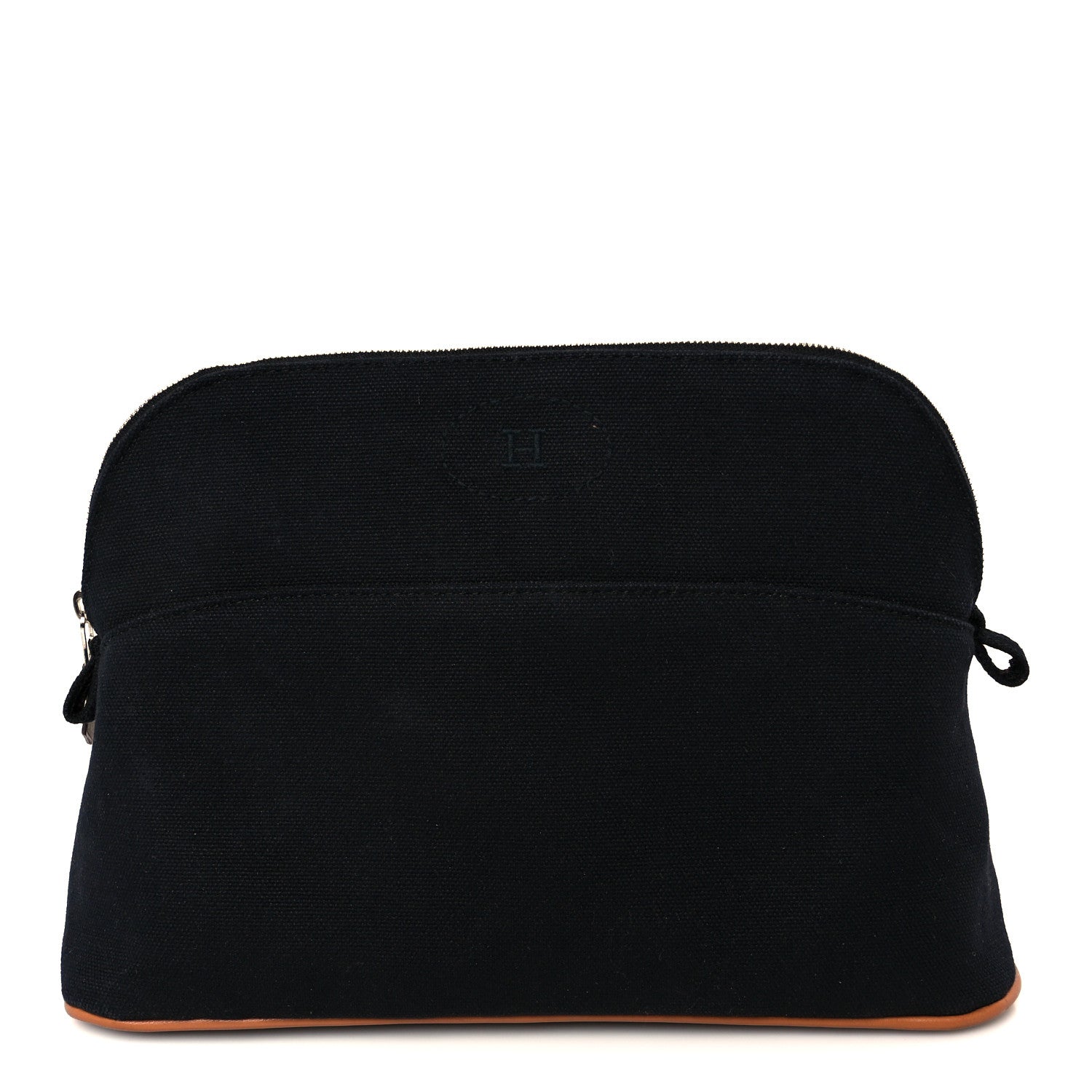 Hermes Cotton Canvas Bolide Travel Cosmetic Pouch MM Black 1 of 8