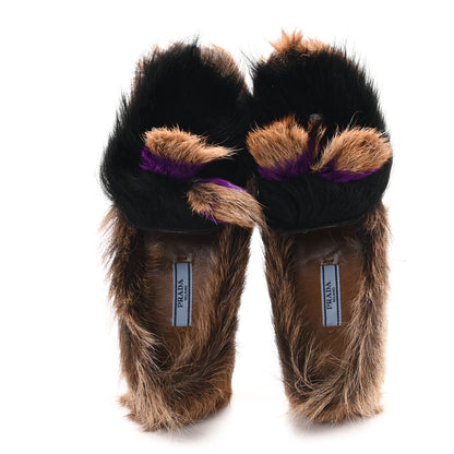 Prada Goat Hair Runway Slippers 35.5 Black Naturale Petunia 2 of 10