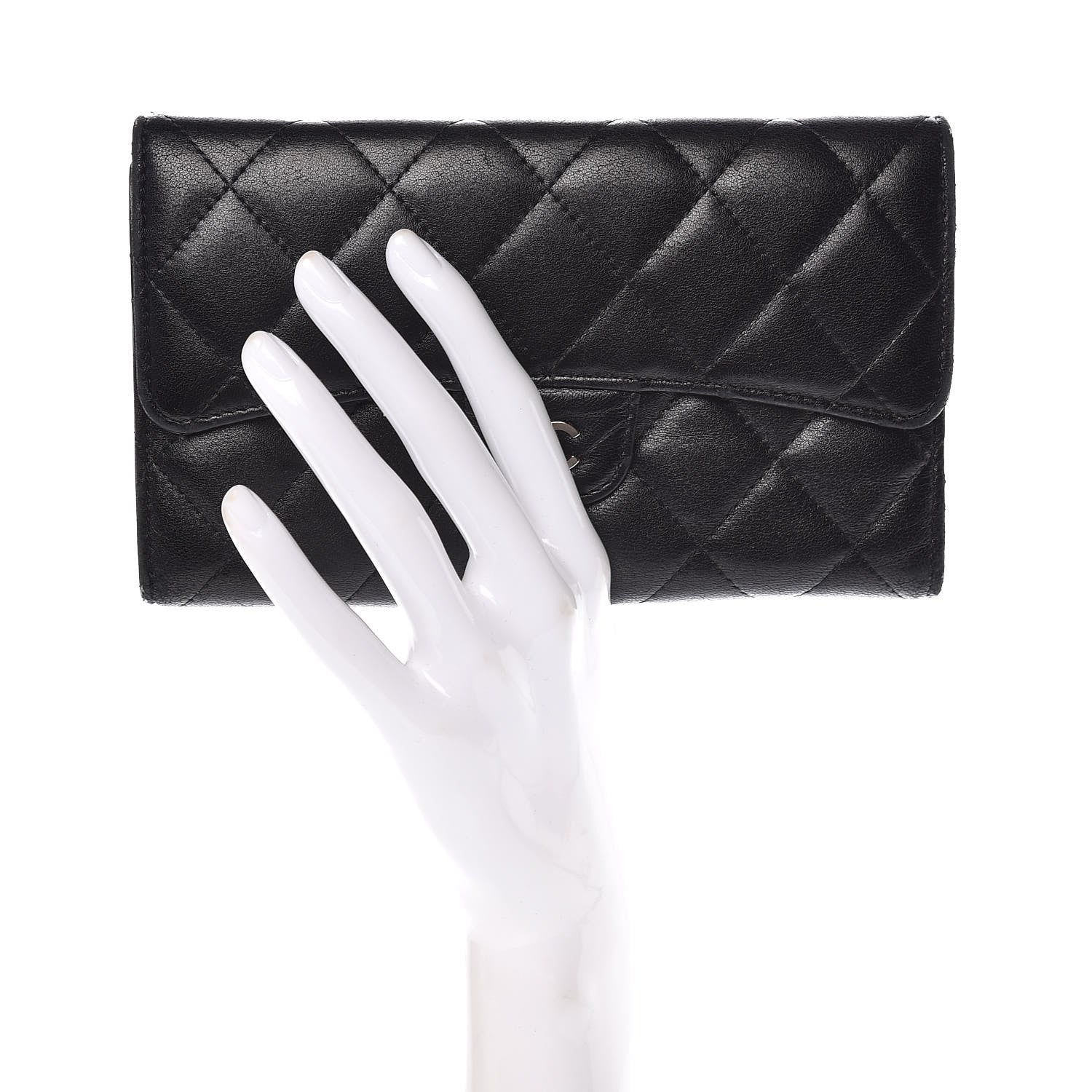 Chanel Lambskin Quilted Large Flap Wallet Black 2 of 10