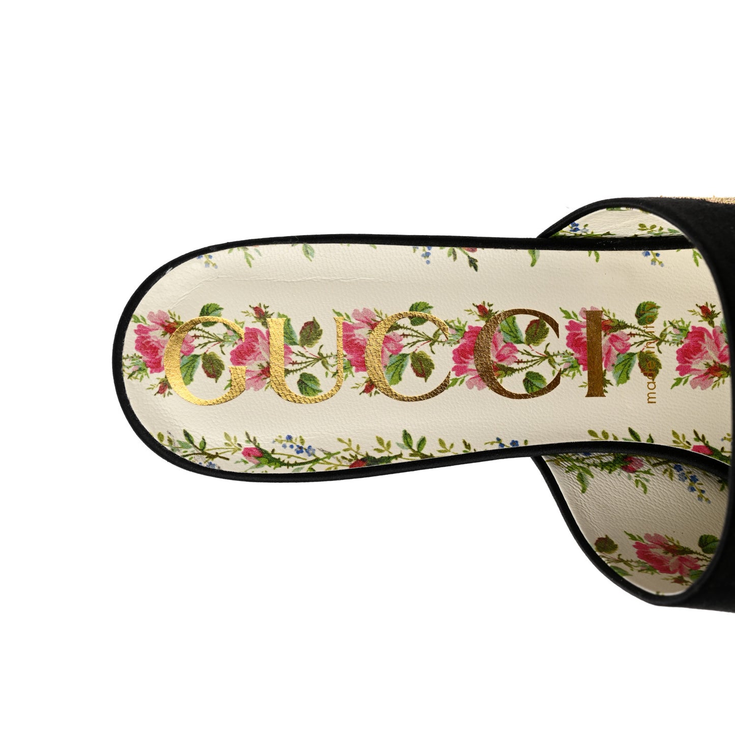 Satin Dragon Embroidered Candy Mules 41 Black
