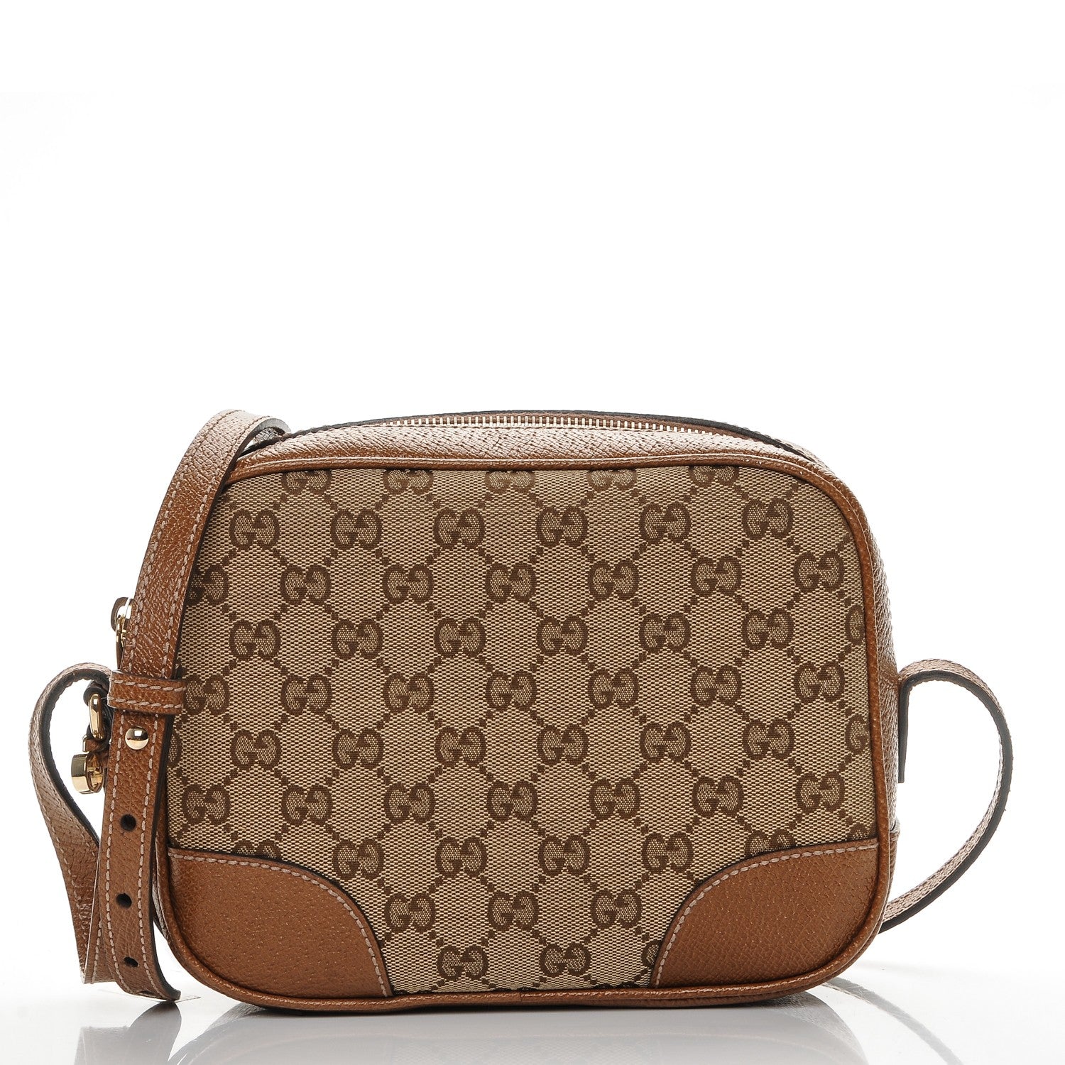 Gucci Monogram Textured Calfskin Mini Bree Messenger Bag Beige Ebony Nocciola 1 of 7