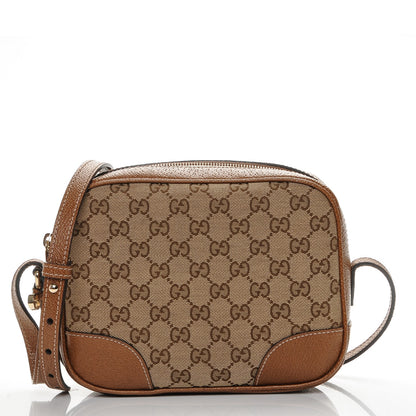 Gucci Monogram Textured Calfskin Mini Bree Messenger Bag Beige Ebony Nocciola 1 of 7