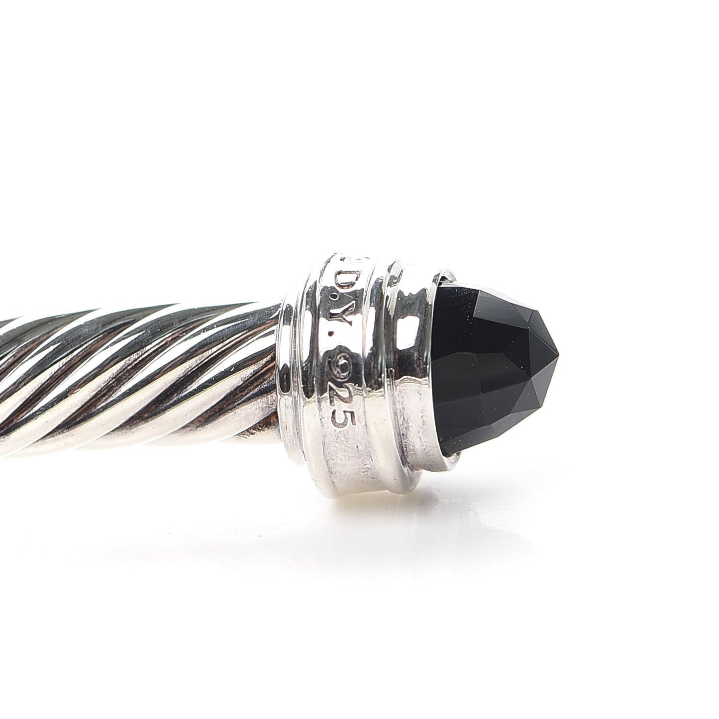 Sterling Silver Diamond Black Onyx 5mm Cable Classics Princess Bracelet