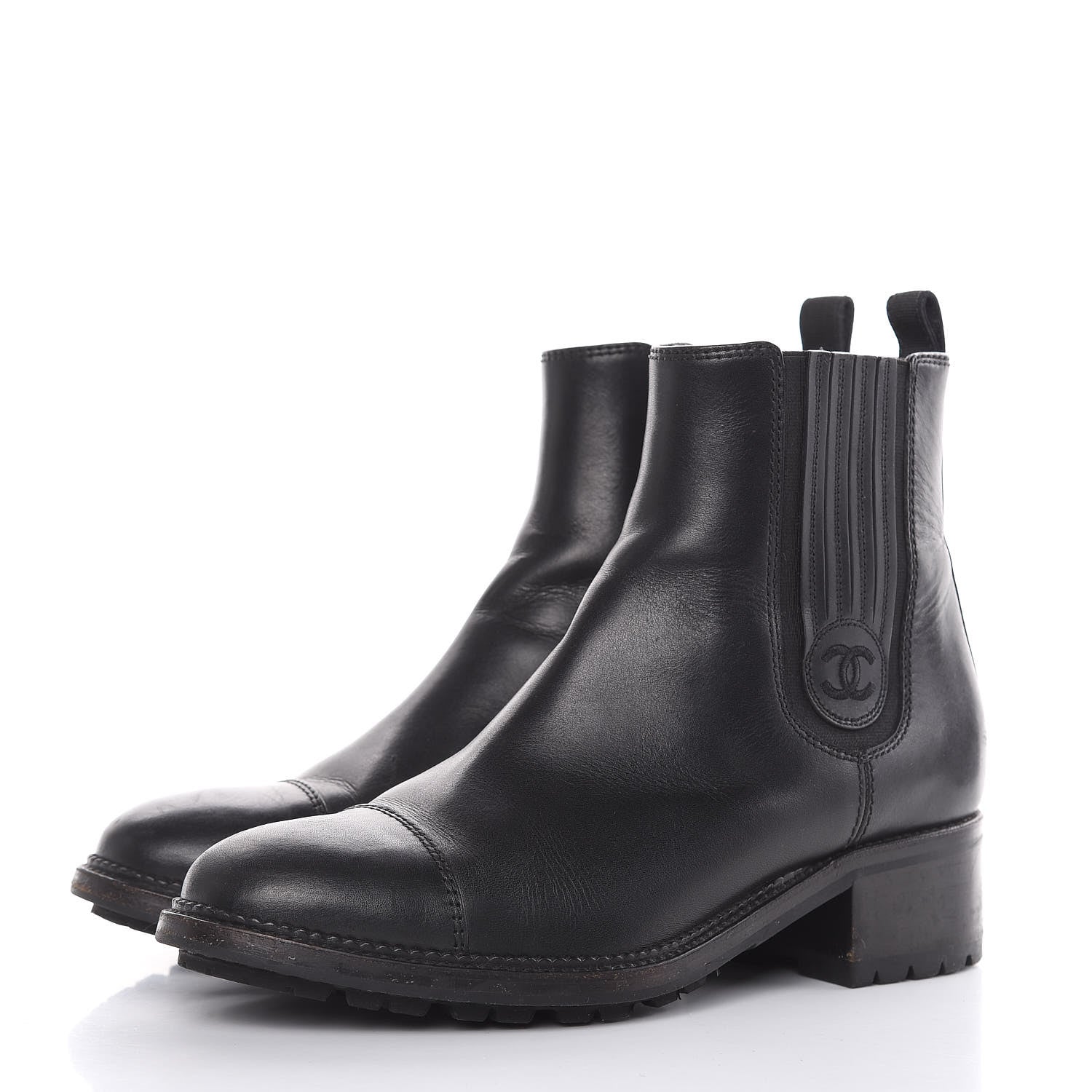 Chanel Calfskin Elastic Ankle Boots 38.5 Black 3 of 14