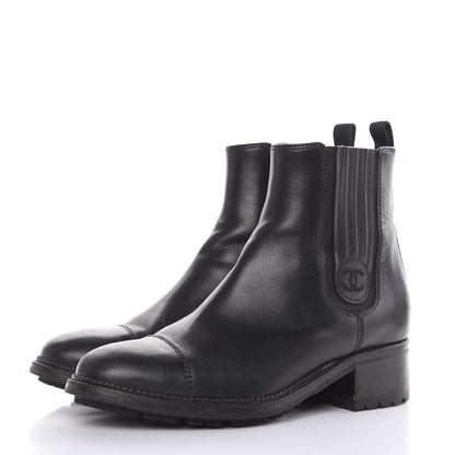 Chanel Calfskin Elastic Ankle Boots 38.5 Black 3 of 14