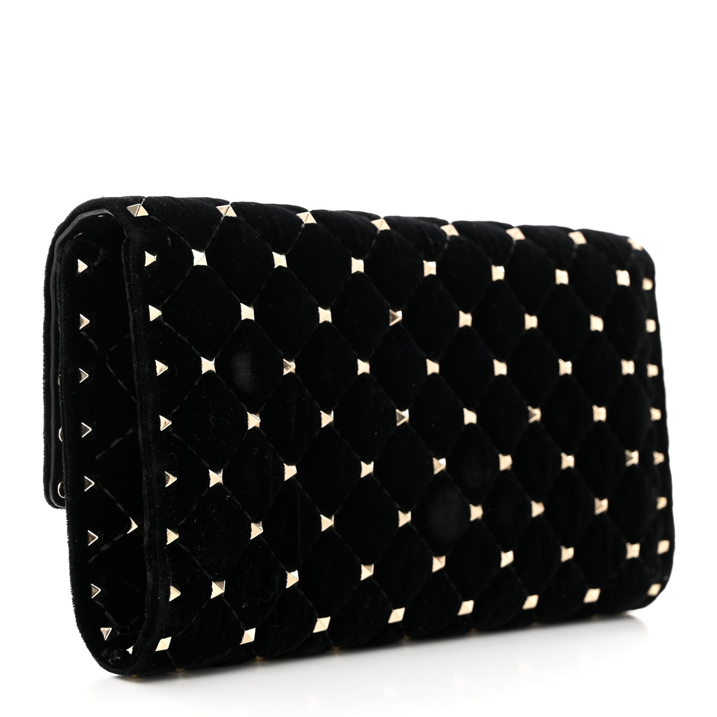 Velvet Rockstud Spike Wallet on Chain Black