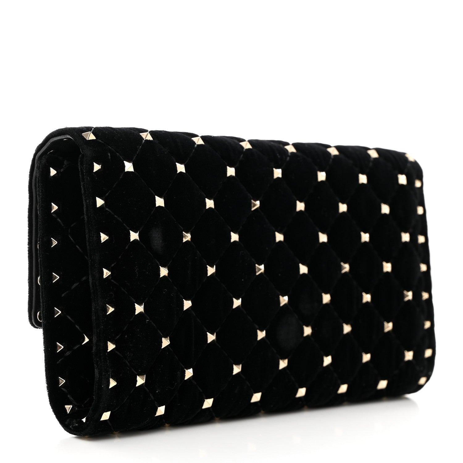 Valentino Garavani Velvet Rockstud Spike Wallet on Chain Black 3 of 9