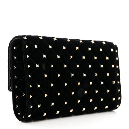Valentino Garavani Velvet Rockstud Spike Wallet on Chain Black 3 of 9