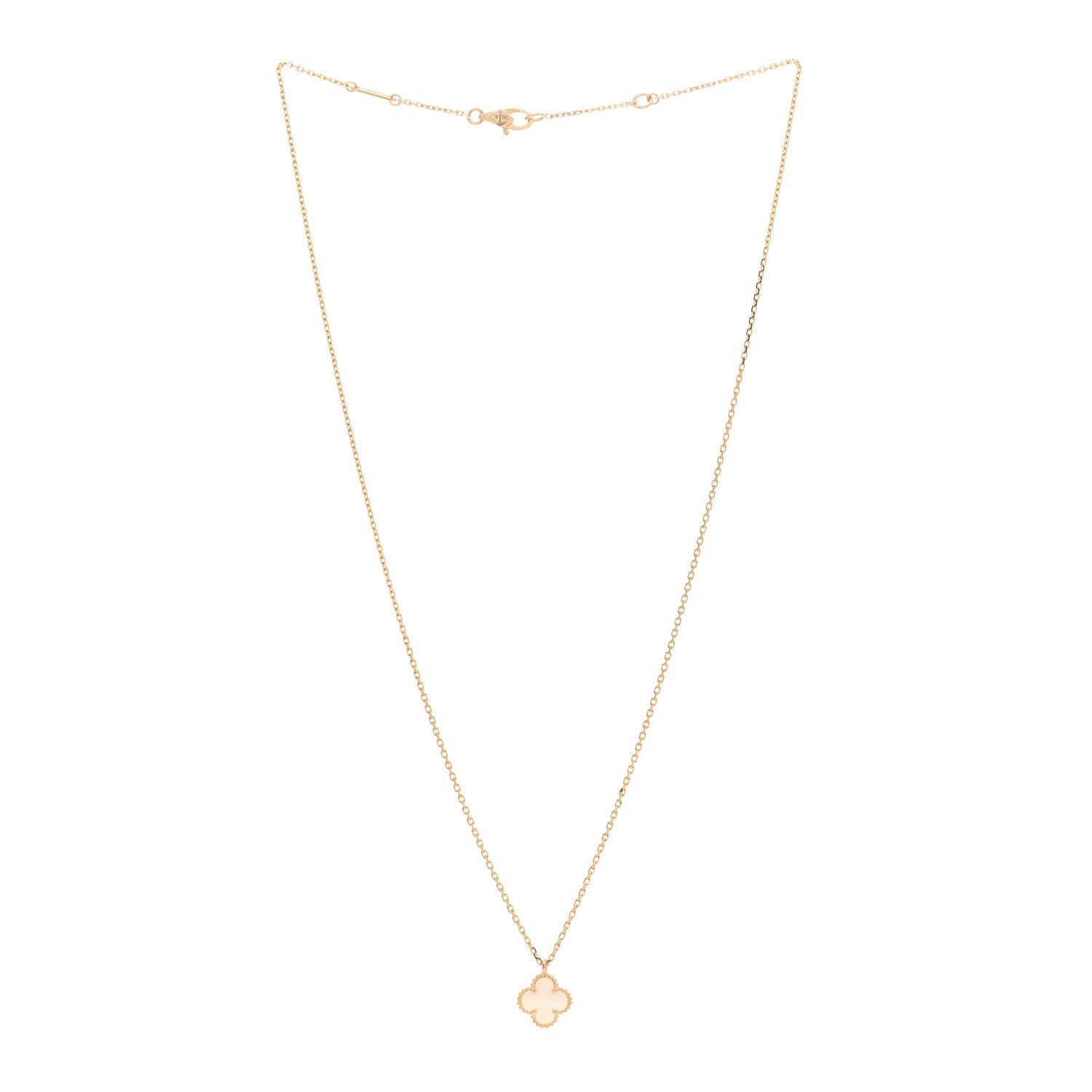 Van Cleef & Arpels 18K Yellow Gold Mother of Pearl Sweet Alhambra Pendant Necklace 3 of 4