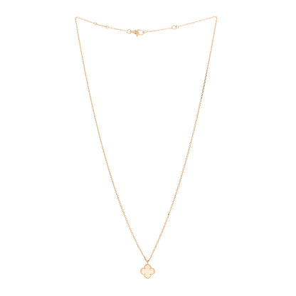 Van Cleef & Arpels 18K Yellow Gold Mother of Pearl Sweet Alhambra Pendant Necklace 3 of 4