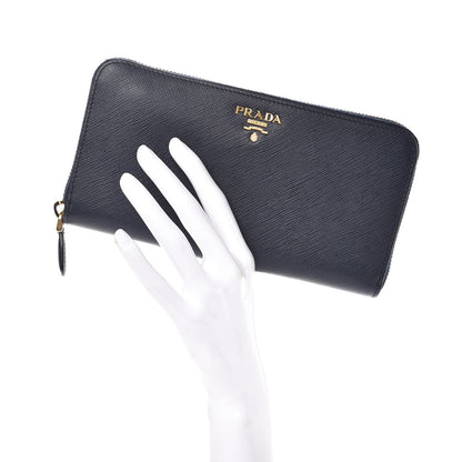 Prada Saffiano Metal Zip Around Wallet Baltico 2 of 9