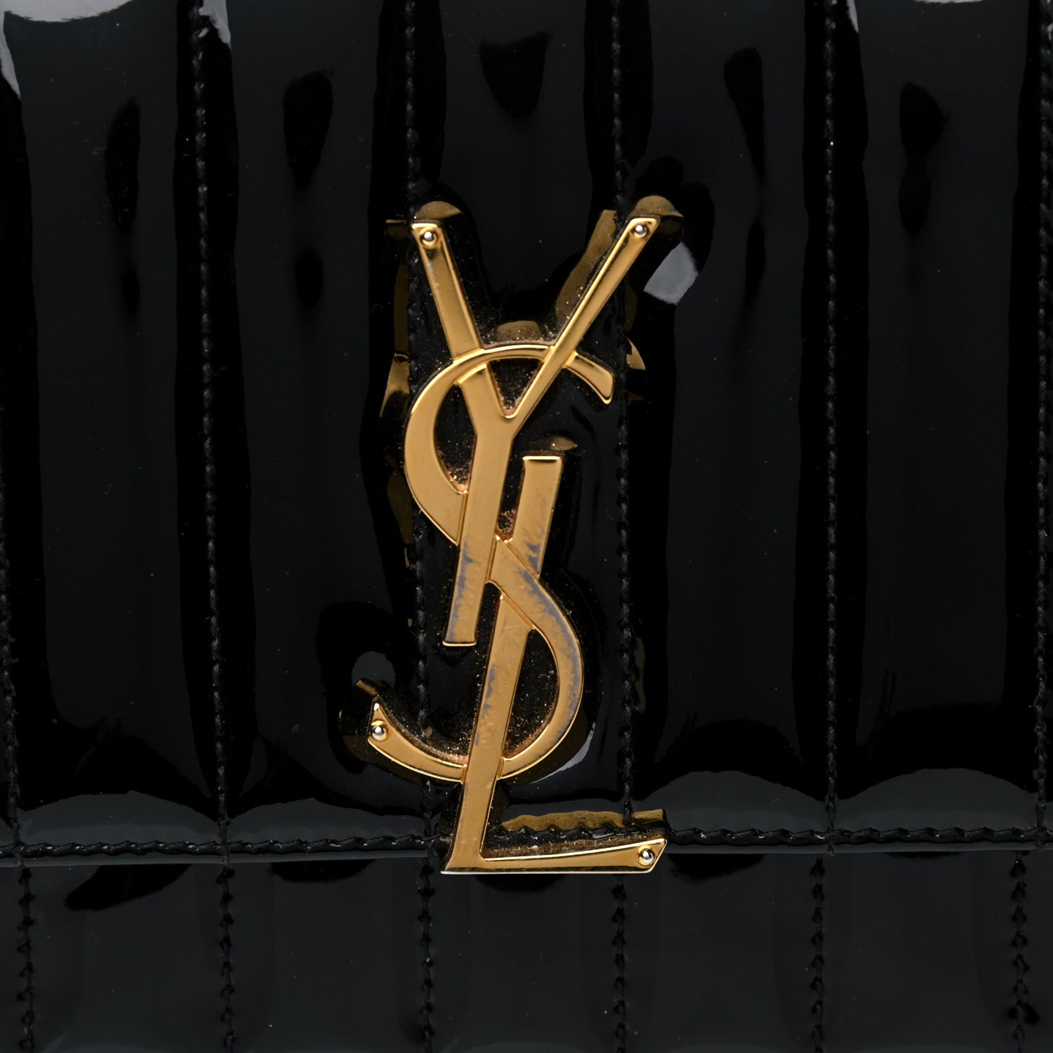 Saint Laurent Patent Calfskin Matelasse Monogram Small Vicky Chain Bag Black 9 of 14