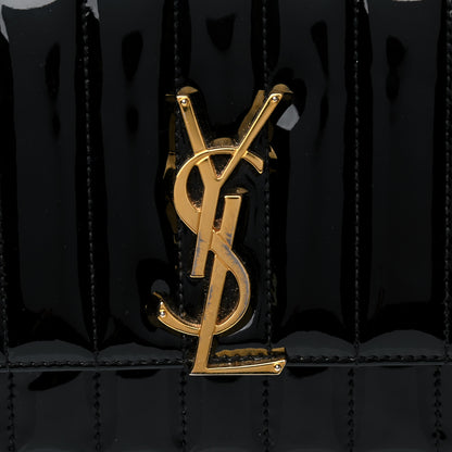 Saint Laurent Patent Calfskin Matelasse Monogram Small Vicky Chain Bag Black 9 of 14