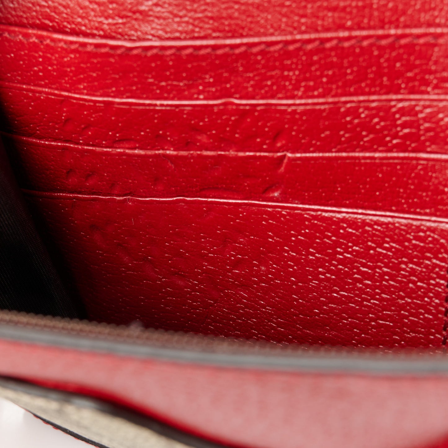 GG Supreme Monogram Web Queen Margaret Chain Wallet Red