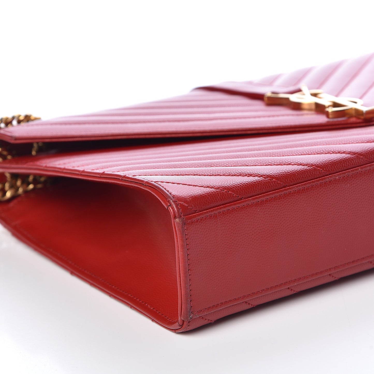 Grain De Poudre Matelasse Chevron Large Monogram Satchel Lipstick Red